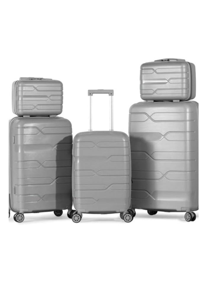 5-Piece Unbreakable Luggage Trolley Bags Set with TSA Lock, Expandable Double Zipper, 4 Silent Spinner Wheels - Image 1