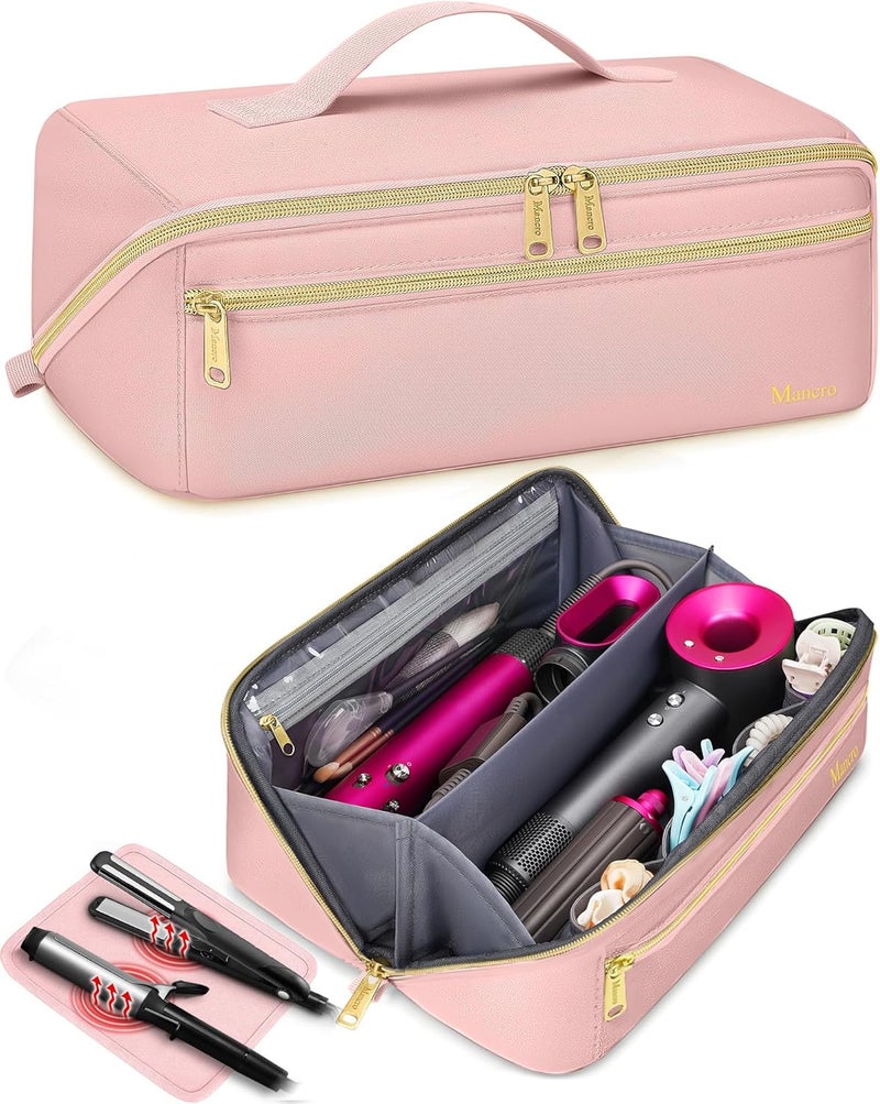 Hot Hair Tools Travel Bag with Separate Heat Resistant Mat, Large Capacity Wide-open Pouch, Hair Accessories Organizer for Flat Irons, Straighteners, Curling Iron,Travel Essentials for Women