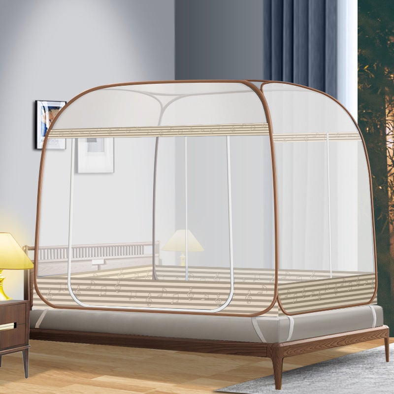 New Installation-Free Mongolian Yurt Household 1.2 M 1.5 M Bed Mosquito Net Foldable Zipper One-Piece Full Bottom Bottomless - Image 1