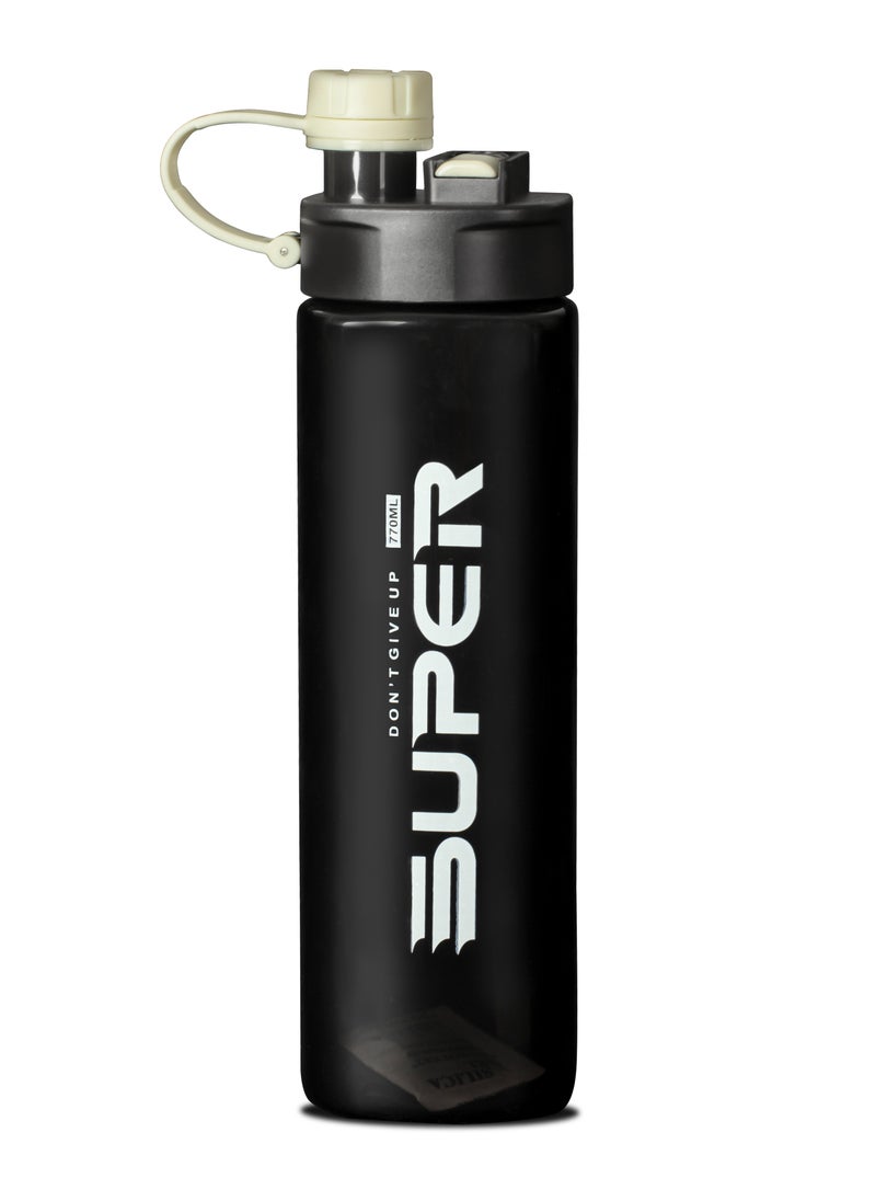 Super Super plastic sports water bottle 770ml  white and black  - Image 1