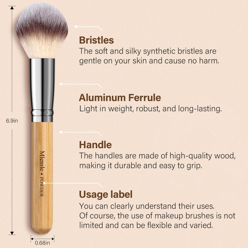 Mlemle Makeup Brushes Set, Mlemle Professional 26 Pcs Makeup Kit, Include Concealers Powder Foundation Eye Blush shadows 21 Pcs Bamboo Makeup Brushes and 3 Makeup Sponge, 2 Powder Puff (A03) - Image 2
