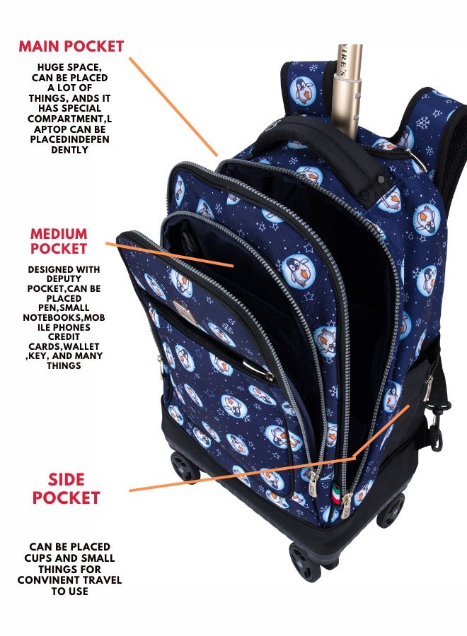 Wires 3 Piece Kids School Trolley Bag laptop compartment 4 Wheels With Lunch bag & Pencil Case - Image 4