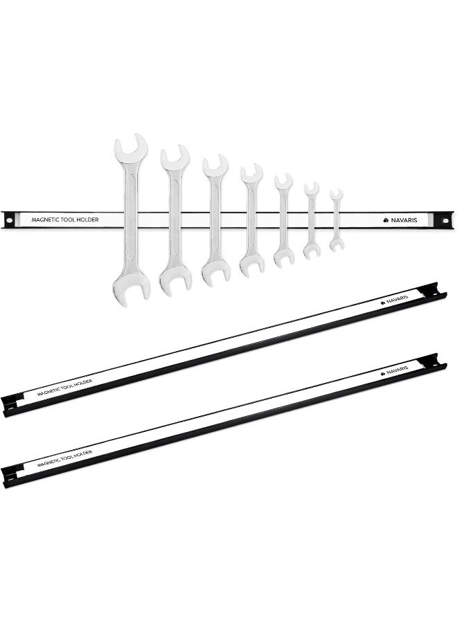 Navaris Set Of 3 Magnetic Tool Holder Rack - 24 Inch Heavy Duty Garage Wall Holder Strip For Tools - Tool Bar With Magnet For Screwdriver, Wrench  - Image 5