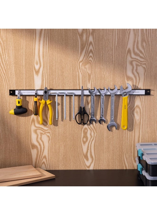 Navaris Set Of 3 Magnetic Tool Holder Rack - 24 Inch Heavy Duty Garage Wall Holder Strip For Tools - Tool Bar With Magnet For Screwdriver, Wrench  - Image 3
