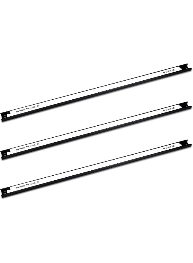Navaris Set Of 3 Magnetic Tool Holder Rack - 24 Inch Heavy Duty Garage Wall Holder Strip For Tools - Tool Bar With Magnet For Screwdriver, Wrench  - Image 2