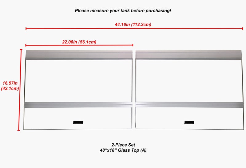 H2Pro Glass Canopy 2 Piece Set for Aqueon & All Glass only 75/90/110 Gallon 48x18 Aquarium Fish Tank (Each Piece Measure 22.08 x 16.57 x 0.16in) - Image 2