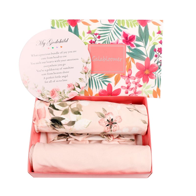 Galabloomer Receiving Blanket Headband Set Flower Print Baby Swaddle Blankets Vintage Rose - Image 3