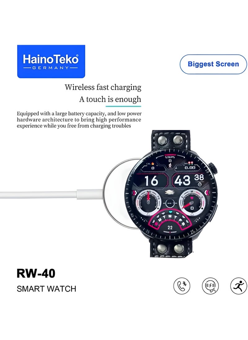 Haino Teko Haino Teko RW-40 Smartwatch with 53mm Full Screen and Wireless Charging, Activity Tracking, Calls and Notifications - Black  - Image 3