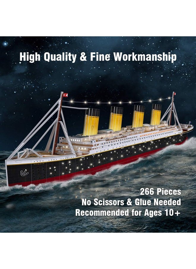 CubicFun - 3D Puzzles For Adults - Led Titanic 35'' Large Ship - New Home Desk Decor - House Warming, Wedding, Anniversary, Valentines Day Teacher Gifts For Him Her Stocking Stuffers For Adults - Image 1