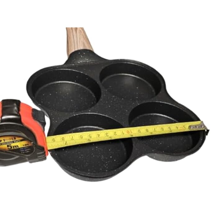 Unity 4Hole NonStick Omelette  Egg Frying Pan  MultiPurpose Flat Skillet For Omelets Pancakes Breakfasts  Durable EasyToClean NonStick Egg Cooker  Black - Image 3
