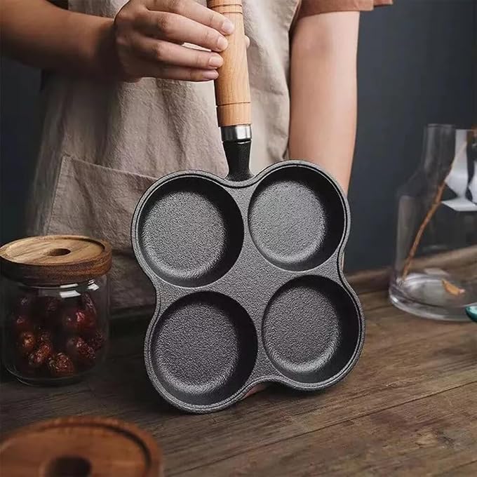 Unity 4Hole NonStick Omelette  Egg Frying Pan  MultiPurpose Flat Skillet For Omelets Pancakes Breakfasts  Durable EasyToClean NonStick Egg Cooker  Black - Image 1