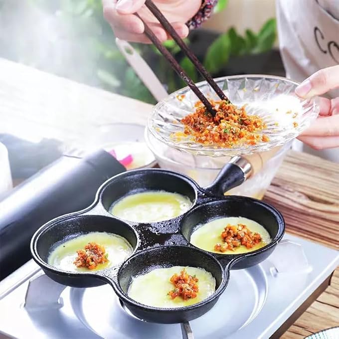 Unity 4Hole NonStick Omelette  Egg Frying Pan  MultiPurpose Flat Skillet For Omelets Pancakes Breakfasts  Durable EasyToClean NonStick Egg Cooker  Black - Image 5