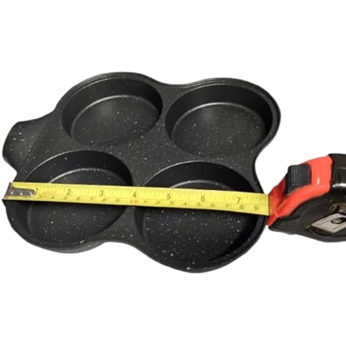 Unity 4Hole NonStick Omelette  Egg Frying Pan  MultiPurpose Flat Skillet For Omelets Pancakes Breakfasts  Durable EasyToClean NonStick Egg Cooker  Black - Image 4