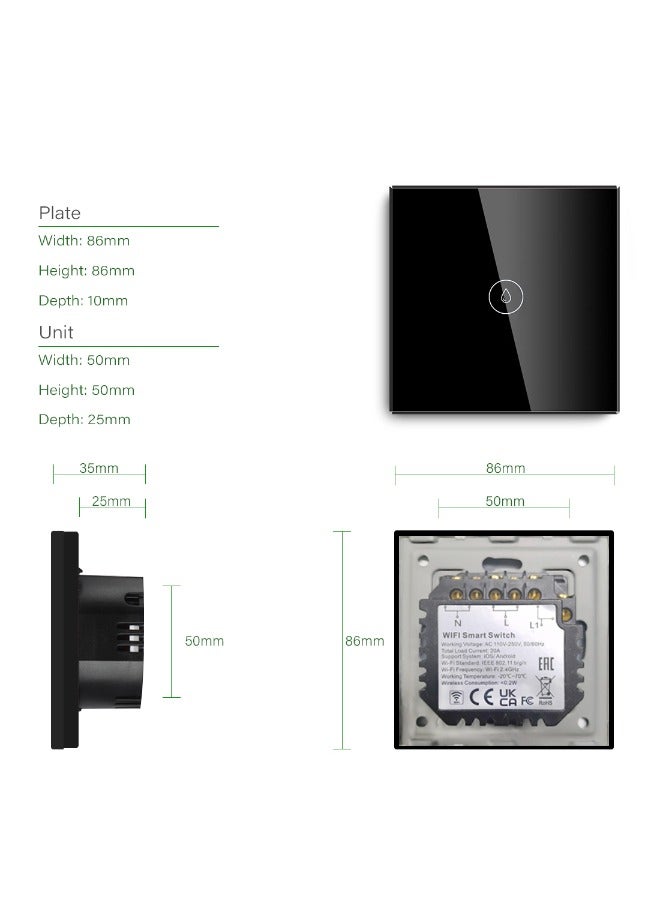 دع التقنية مفتاح سخان المياه الذكي - جهاز للتحكم عن بعد وتوفير الطاقة - اسود - Image 5