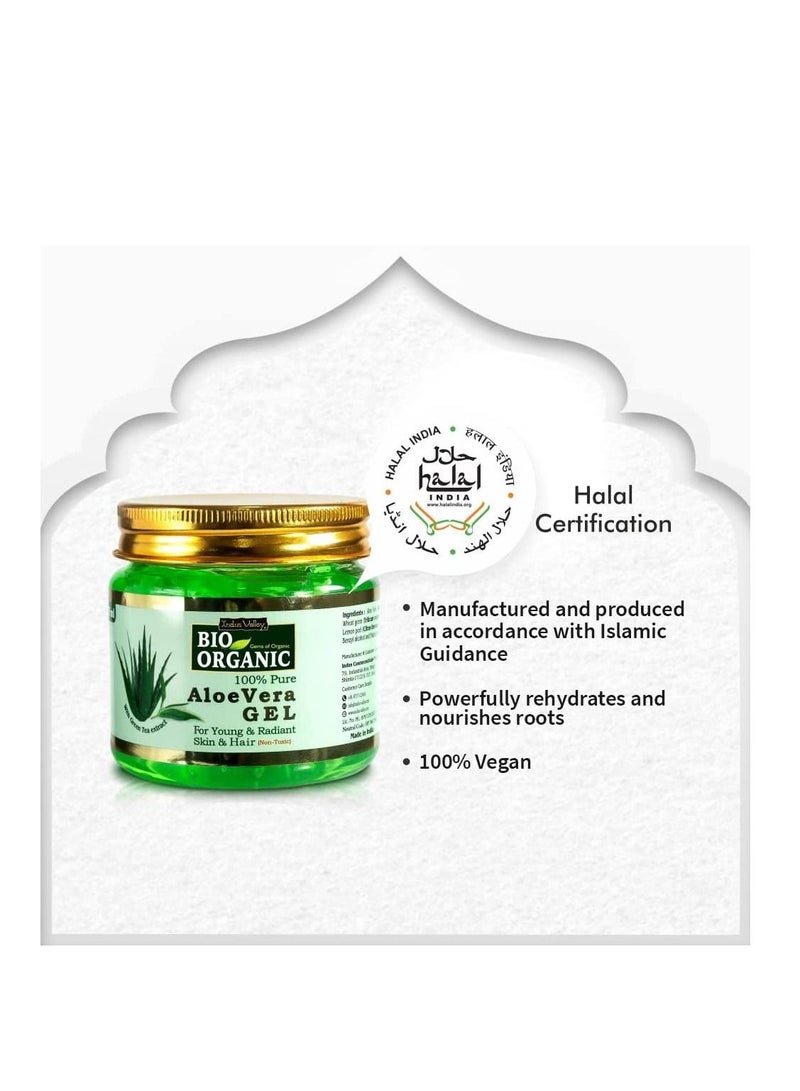 Indus Valley Bio Organic Pure Natural Halal Certified Aloe Vera Moisturizing Soothing Gel Skin Face Hair Treatment Moisturizer - Image 2
