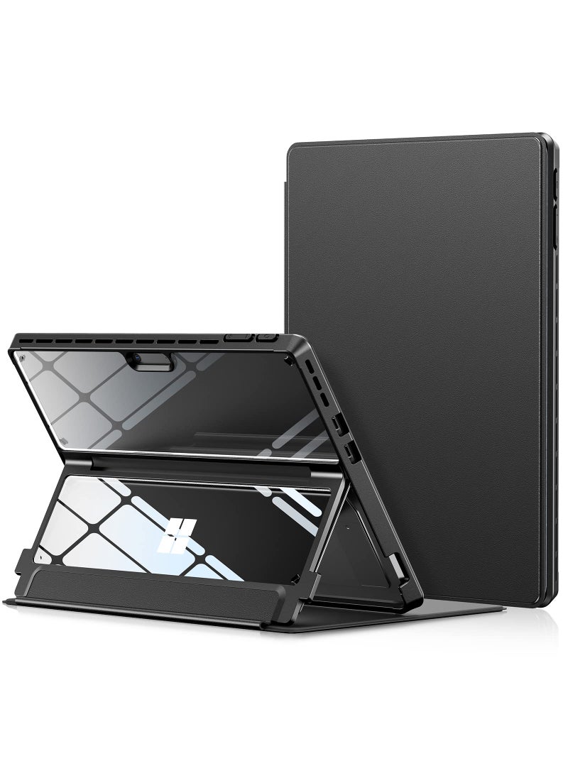 Infiland INFILAND Microsoft Surface Pro 11/10/9 Case, Military-Grade Drop Protection High Clearity Case Leather Cover Designed for Surface Pro 11th Edition AI, Work with Type Cover Keyboard, Black  - Image 1