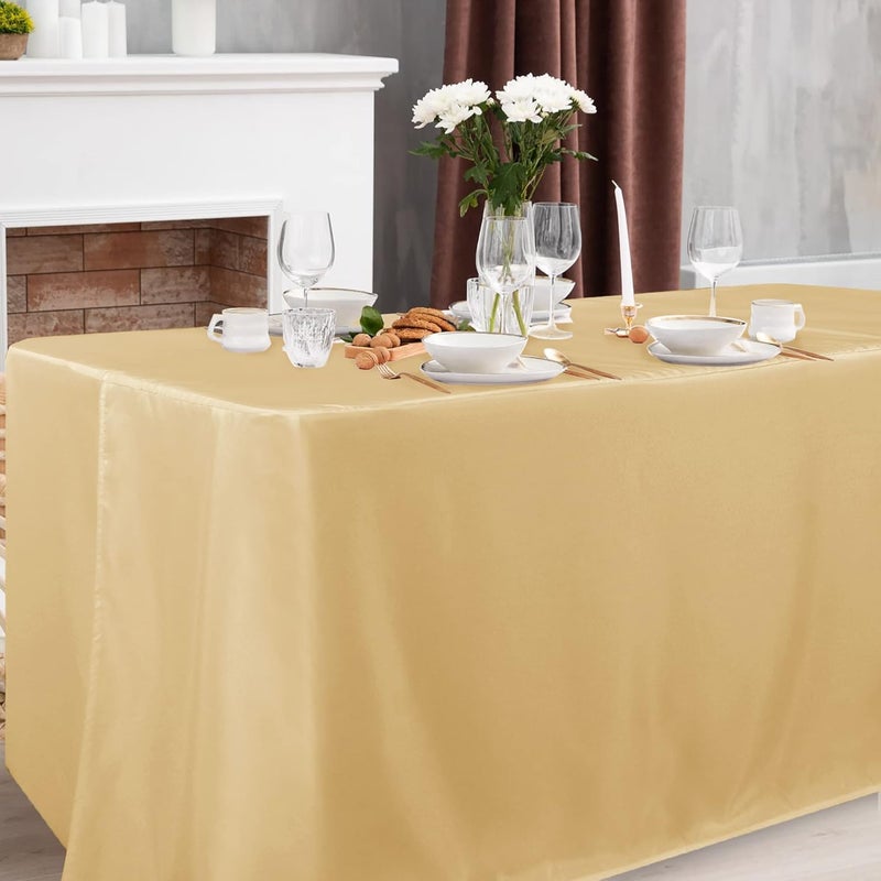 Obstal 2 Pack Table Clothes for 6 Foot Rectangle Tables - Water Resistant Washable Fabric Polyester Rectangle Table Cover for Outdoor/Indoor Usese, 72L x 30W x 30H Inches, Champagn - Image 2