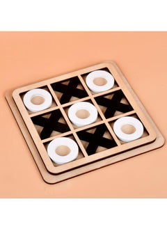 Y&D Children's Wooden Triple Tic XO Chess Triple Tic Chess Leisure Battle Game Chess Parent-Child Interactive Board Game Early Education Toys-Black And White  - Image 1