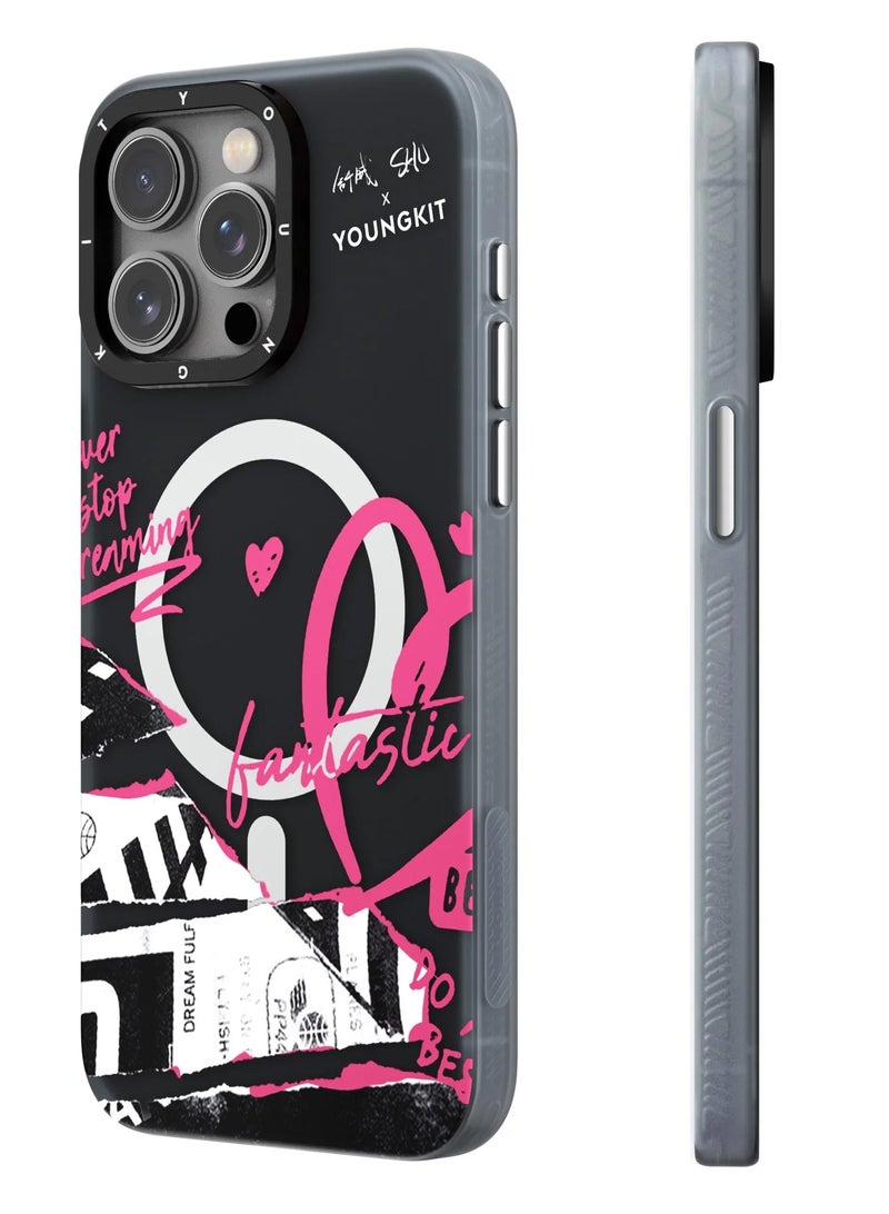 YOUNG KIT @SHU قصة "الحب" غلاف ماغسيف لأبل آيفون 15 برو ماكس 6.7 بوصة سلسلة SHU - لون الصحيفة - Image 2