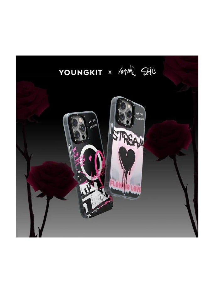 YOUNG KIT @SHU قصة "الحب" غلاف ماغسيف لأبل آيفون 15 برو ماكس 6.7 بوصة سلسلة SHU - لون الصحيفة - Image 5