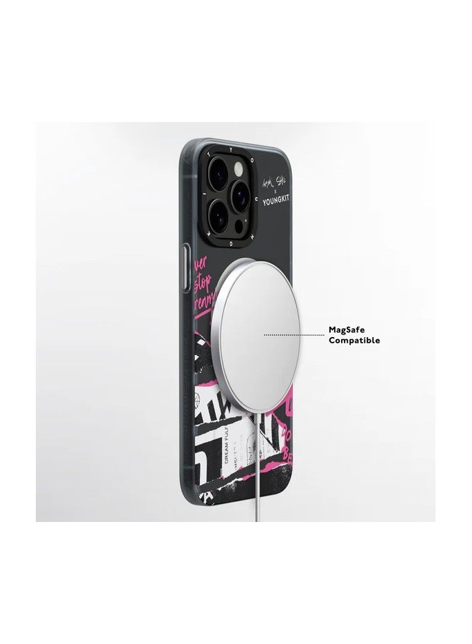 YOUNG KIT @SHU قصة "الحب" غلاف ماغسيف لأبل آيفون 15 برو ماكس 6.7 بوصة سلسلة SHU - لون الصحيفة - Image 3