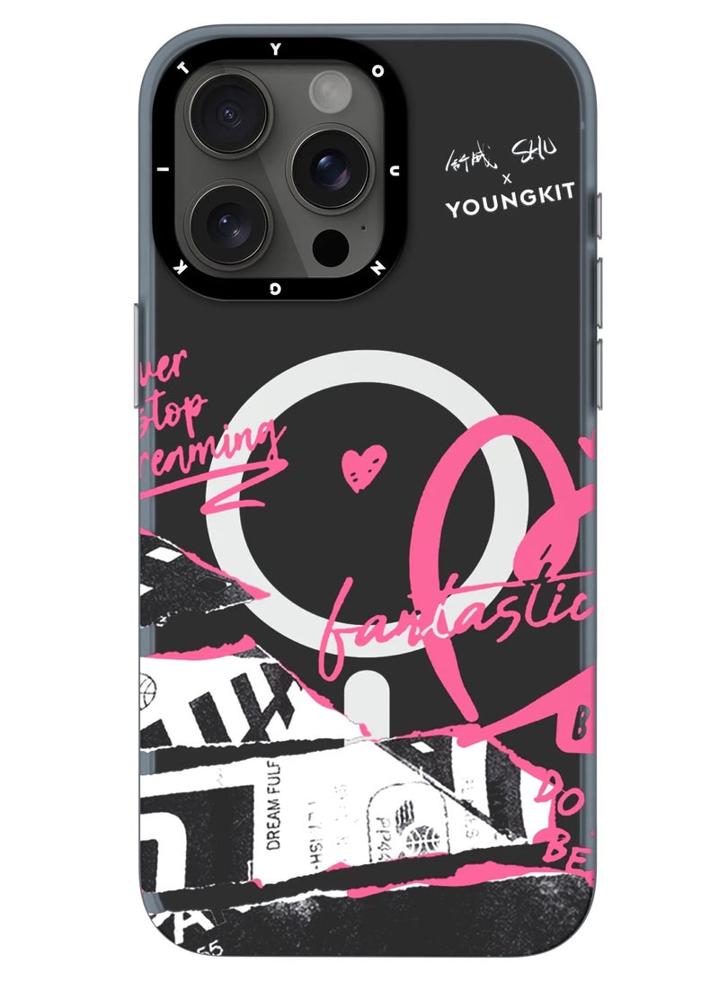 YOUNG KIT @SHU قصة "الحب" غلاف ماغسيف لأبل آيفون 15 برو ماكس 6.7 بوصة سلسلة SHU - لون الصحيفة - Image 1