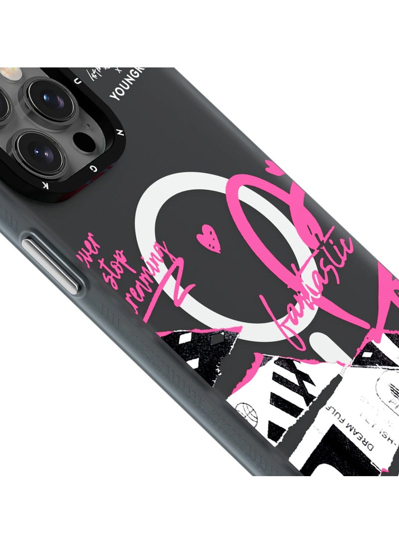 YOUNG KIT @SHU قصة "الحب" غلاف ماغسيف لأبل آيفون 15 برو ماكس 6.7 بوصة سلسلة SHU - لون الصحيفة - Image 4