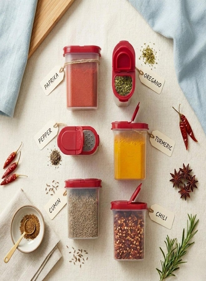 Mahaware Modular Wonder Spice Shaker and Sprinkler Set, 275ml, Set of 8, Red - Image 2
