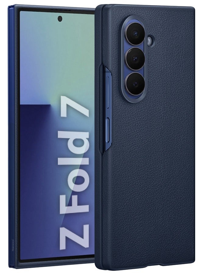 CATANES Leather Case Cover for Samsung Galaxy Z Fold 7, Kindsuit Case Slim and sleek with Secure Hand Grip - Dark Blue