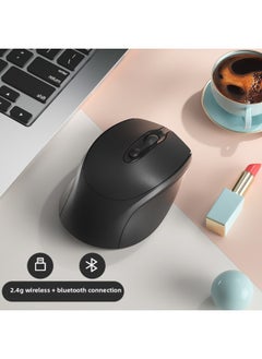 Generic Bluetooth Mute Wireless Mouse Rechargeable Office For HP Lenovo For Huawei For Apple IPad Notebook Universal-Specifications:[dual Mode Cool Black] Bluetooth + 2.4g Wireless Version★Silent Charging★Universal For Desktop Notebooks  - Image 1