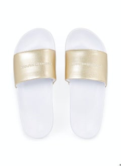 TOMMY HILFIGER Women's Metallic Logo Pool Slides -  Polyester mix upper, Gold  - Image 3