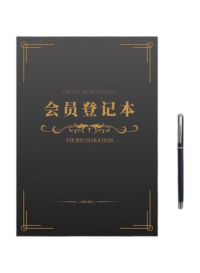 Jiaranheng Jiaran Heng Member Registration Book, Beauty Salon Customer File, A4 Client Management Manual, Vip Information Registration Form, Hair Salon Manicure And Eyelash Customer Record Book, Customized, Premium Black Gold - Image 1
