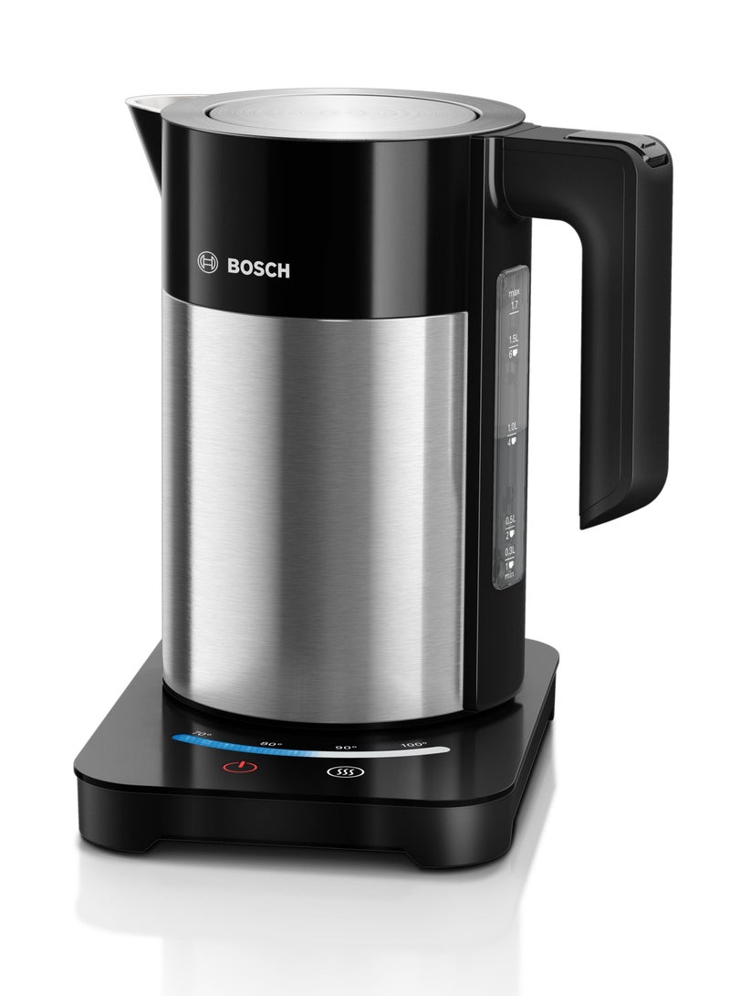 BOSCH 1.7L, Styline Kettle, 7 Temp Settings & KeepWarm, Your Perfect Brew! 1.7 L 3000 W TWK7203GB Stainless Steel - Image 1