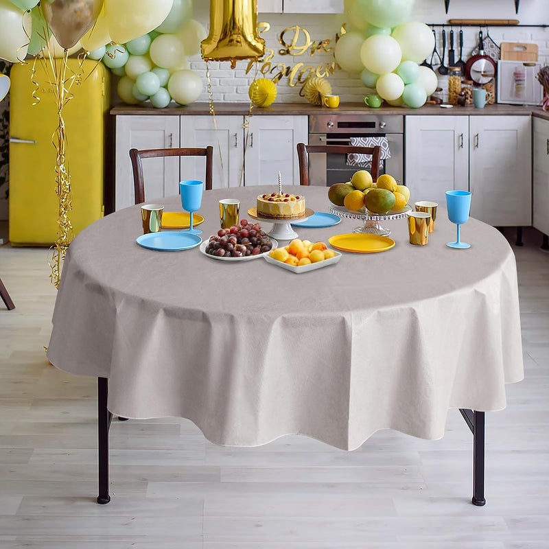 Nasitos 2 Pack Round Tablecloth 60 Inch-Flannel Backed Vinyl Silver Tablecloths, Waterproof Oil-Proof Table Cloth Wipeable Plastic Table Cover for Wedding, Baby Shower, Family Reunion - Image 4