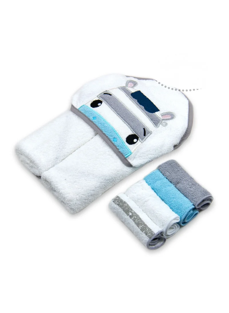 IKKXA hooded towel and wash cloth set ZEBRA PEEKABOO IT3503