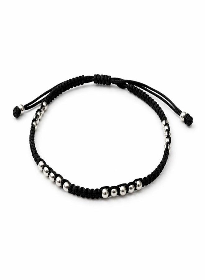 DARSHRAJ Sterling Silver Anklet for Girls | Women | Nazar Battu | Kala Dora | Black Thread | Handmade |Fully Adjustable|Size 8 Inches to 11 inches | Traditional Indian Payal | Crafted with 22 silver ball - Image 1