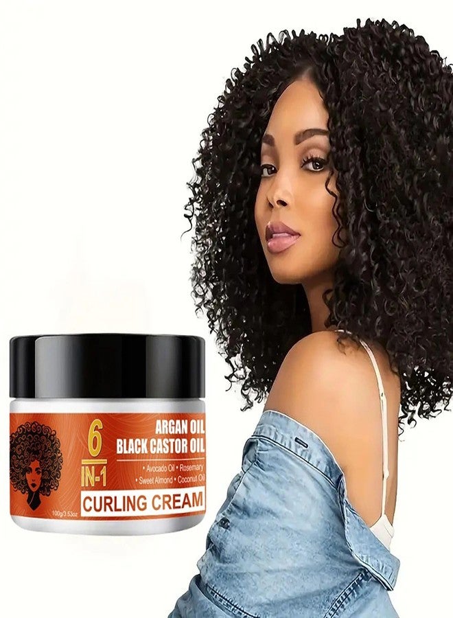 Grospe Black Castor Oil Curl Defining Cream, 6 IN-1 Hydrating Argan Oil Hair Mask for Enhances Wavy Hair and Curly Hair, Anti-Frizz Curling Cream to Define All Curly Types & Hair Textures - Image 5