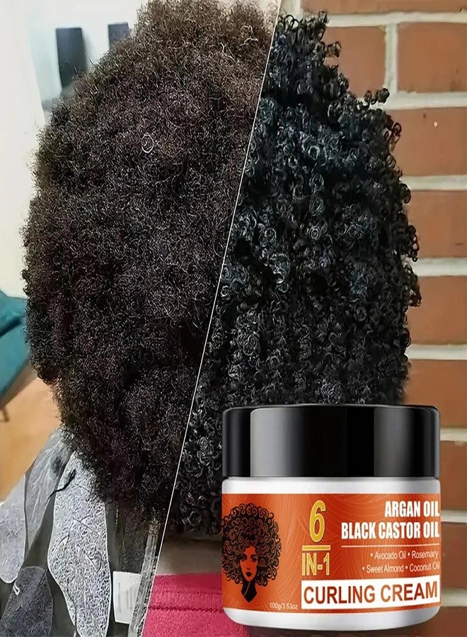 Grospe Black Castor Oil Curl Defining Cream, 6 IN-1 Hydrating Argan Oil Hair Mask for Enhances Wavy Hair and Curly Hair, Anti-Frizz Curling Cream to Define All Curly Types & Hair Textures - Image 2