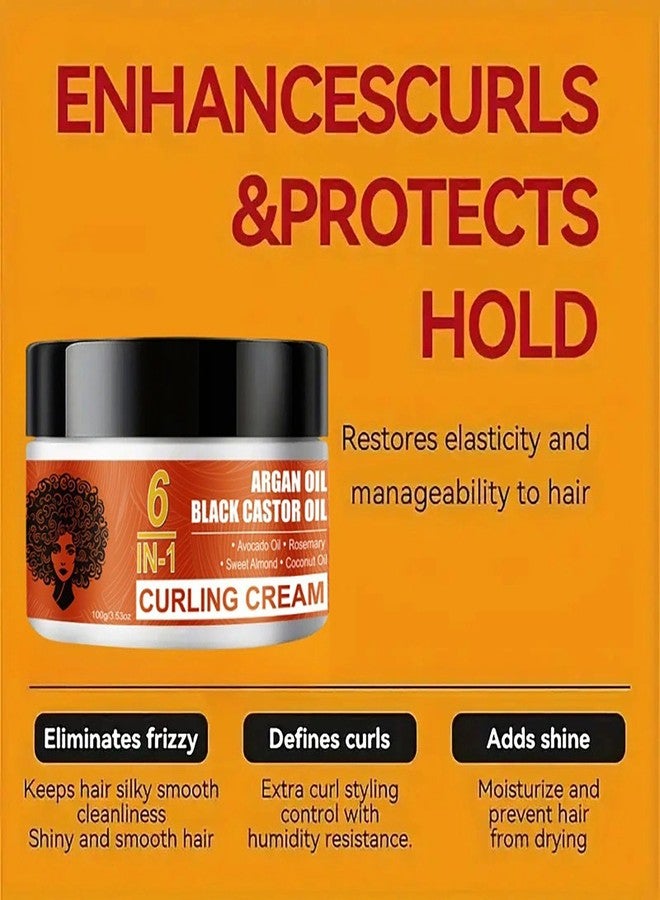 Grospe Black Castor Oil Curl Defining Cream, 6 IN-1 Hydrating Argan Oil Hair Mask for Enhances Wavy Hair and Curly Hair, Anti-Frizz Curling Cream to Define All Curly Types & Hair Textures - Image 3