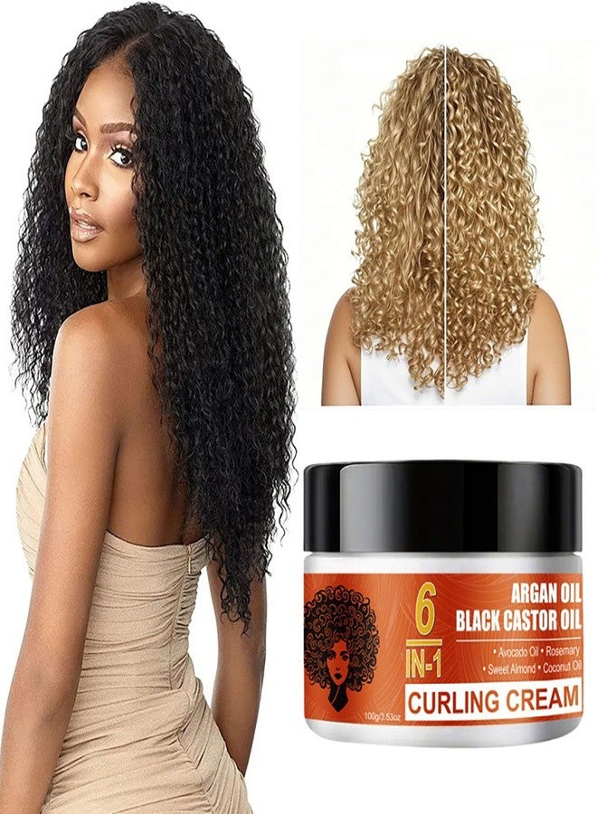 Grospe Black Castor Oil Curl Defining Cream, 6 IN-1 Hydrating Argan Oil Hair Mask for Enhances Wavy Hair and Curly Hair, Anti-Frizz Curling Cream to Define All Curly Types & Hair Textures - Image 4