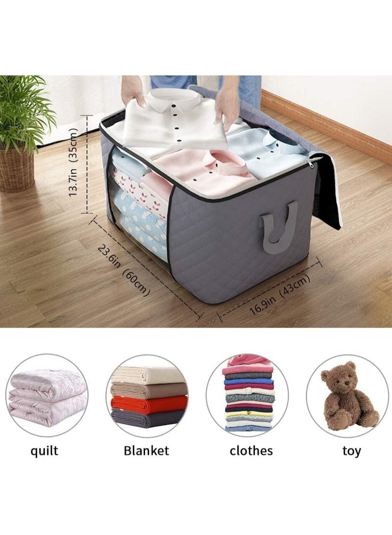 8 Pack Large Storage Bags, Clothes Storage Bins Foldable Closet Organizers Storage Containers with Durable Handles Thick Fabric for Blanket Comforter Clothing Bedding - Image 4