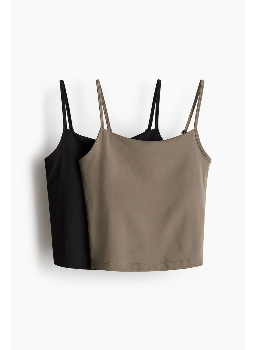 H&M 2-Pack Sports Strappy Tops In Drymove