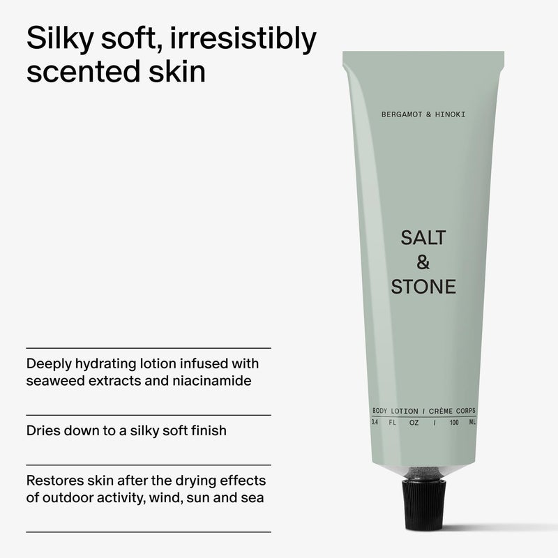 Salt & Stone Body Lotion for Women & Men | Hydrates, Nourishes & Softens Skin | Restores Dry Skin | Fast-Absorbing | Cruelty-Free & Vegan (100 ml) (Bergamot & Hinoki) - Image 4