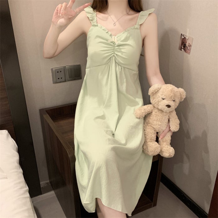 Summer Cotton Cloud Slip Dress with Built-in Bra R866#
