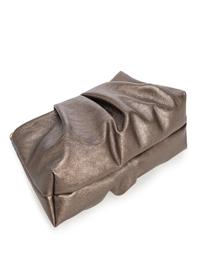 IXEBELLA Pleated PU Clutch Evening Purse for Women Dressy Formal Faux Leather Shoulder Handbag (Bronze) - Image 4