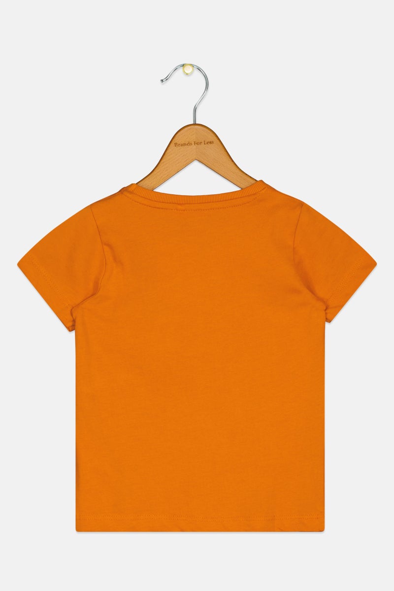 NAME IT تي شيرت قصير الأكمام بطبعة جرافيك لولد صغير، برتقالي محروق - Image 2