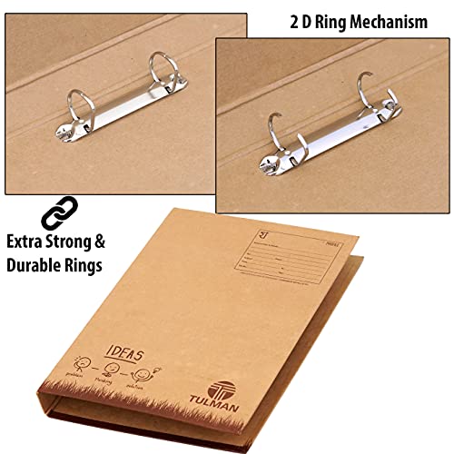TULMAN D Ring Binder Office File for A4 & Legal Size Documents & Certificate Holder - 38x3x26 CM –Khakhi Pack of 4 - Image 3