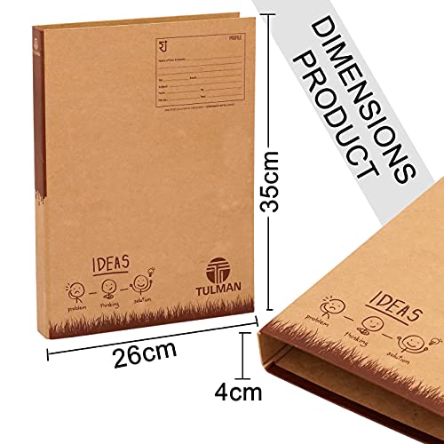 TULMAN D Ring Binder Office File for A4 & Legal Size Documents & Certificate Holder - 38x3x26 CM –Khakhi Pack of 4 - Image 2