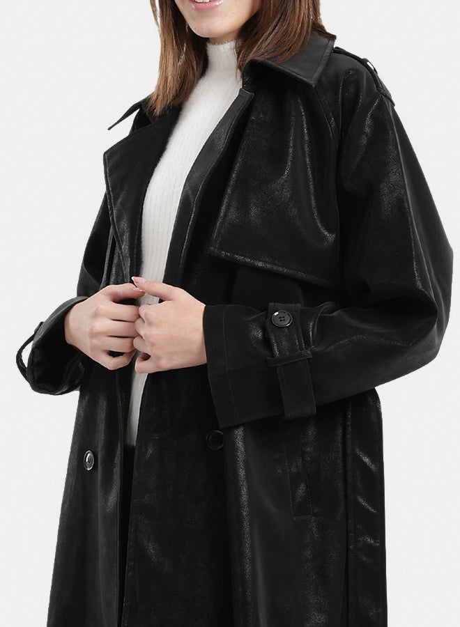 Carina Leather Trench Coat - Image 5