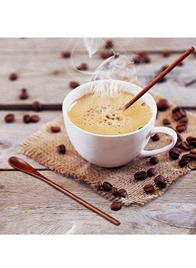 ملاعق قهوة خشبية بمقبض طويل، ملعقة خلط خشبية، ملعقة صغيرة يدوية الصنع للتحريك في المطبخ (كوسونوكي، 4 قطع) - Image 5